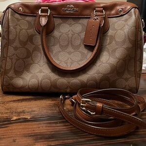 Womens Coach tan crossbody satchel.
